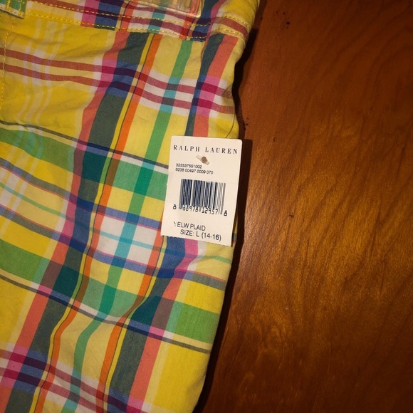 ralph lauren yellow plaid swim trunks L 14/16 boys - Picture 3 of 4